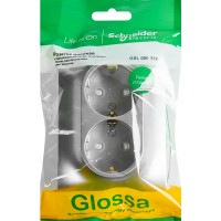 Розетка двойная встраиваемая Schneider Electric Glossa с заземлением со шторками в сборе цвет алюминий