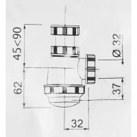 Сифон для биде Wirquin ø32x140 мм