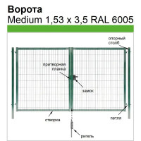 Ворота Medium RAL 6005 1.53x3.5 м зеленый