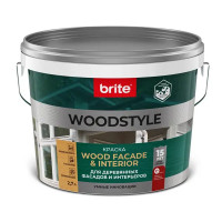 Краска для деревянных фасадов Brite Woodstyle Prof моющаяся матовая цвет белый база А 2.7 л