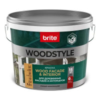 Краска для деревянных фасадов Brite Woodstyle Prof моющаяся матовая цвет белый база А 9 л