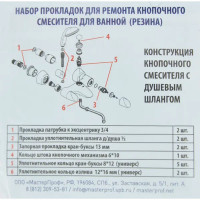 Набор прокладок для кнопочного смесителя 3/4\