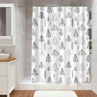 Штора для ванной с кольцами Lemer New Scandy 180x200 см полиэстер цвет бело-черный