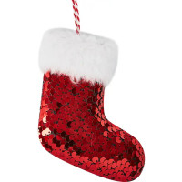 Елочная игрушка Носок 10x8 цвет красный