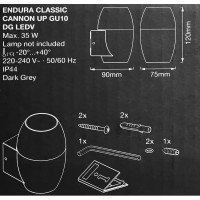 Светильник уличный настенный Ledvance «Endura Classic» Cannon Up 35 Вт IP44 цвет серый