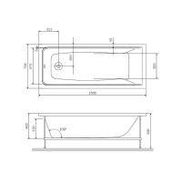 Ванна AM.PM Moxie W9MA-150-070B-A акриловая 150x70 см