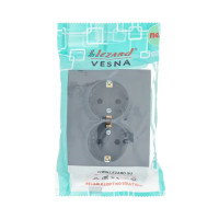 Розетка двойная встраиваемая Lezard Vesna 742-3400-127B с заземлением цвет графит