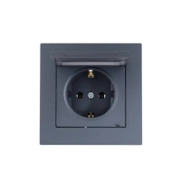Розетка встраиваемая Lezard Vesna 742-3488-123B с заземлением с крышкой цвет графит