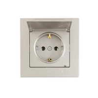 Розетка встраиваемая Lezard Vesna 742-3788-123B с заземлением с крышкой цвет титан