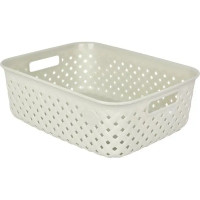 Корзинка для хранения Plast Team Rattan 26.8x19.5x9 см прямоугольная цвет молочный