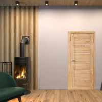 Дверь межкомнатная со стеклом Легда-22 80x200 см без покрытия цвет натуральный с замком и петлями