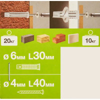 Дюбель универсальный Standers, 6x30 мм, нейлон, 10 шт.