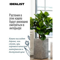 Кашпо для цветов Idealist Lite Крисмас TSXMAS-SLV-23 23x23x45 см v23.8 л фиберстоун серебристый