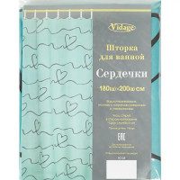 Штора для ванной Vidage Сердечки 180x200 см полиэстер цвет зеленый
