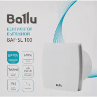 Вентилятор осевой вытяжной Ballu BAF-SL100 D100 мм 30 дБ 100 м3/ч цвет белый