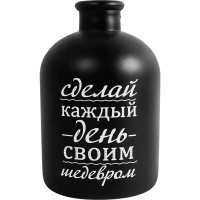 Ваза Бутыль день стекло черная матовая 17 см