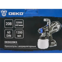 Краскопульт аккумуляторный Deko DKSG20K3, 20 В Li-ion 1x2 Ач, 590 мл/мин