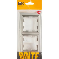 Рамка для розеток и выключателей IEK Brite 2 поста IP44 цвет сталь