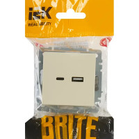 Розетка USB встраиваемая IEK Brite РЮ11-1-БрКр цвет бежевый