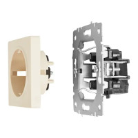 Розетка встраиваемая IEK Brite РС14-1-0-БрКр с заземлением со шторками цвет бежевый