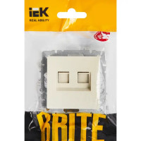 Компьютерная розетка двойная встраиваемая IEK Brite РК10-2-БрКр RJ45 UTP cat 5e цвет бежевый