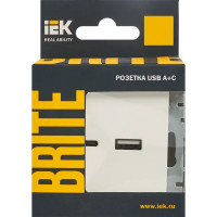 Розетка USB встраиваемая IEK Brite РЮ11-1-БрБ цвет белый