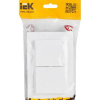 Розетка двойная встраиваемая IEK Brite РСбш12-3-44-БрБ с заземлением с крышкой и шторками IP44 цвет белый