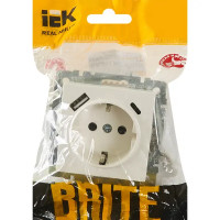 Розетка USB встраиваемая IEK Brite РЮш11-1-БрБ с заземлением цвет белый