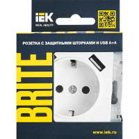 Розетка USB встраиваемая IEK Brite РЮш10-2-БрБ с заземлением цвет белый