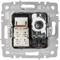 Розетка компьютерная двойная встраиваемая IEK Brite РК/Т12-БрБ RJ11/RJ45 цвет белый