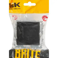 Розетка встраиваемая IEK Brite РСбш10-3-БрЧ с заземлением с крышкой и шторками цвет черный