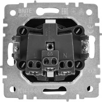 Розетка встраиваемая IEK Brite РС14-1-0-БрЧ с заземлением со шторками цвет черный