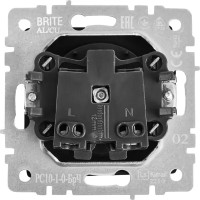 Розетка встраиваемая IEK Brite РС10-1-0-БрЧ без заземления цвет черный