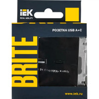 Розетка USB встраиваемая IEK Brite РЮ11-1-БрЧ цвет черный