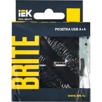 Розетка USB встраиваемая IEK Brite РЮ10-1-БрЧ цвет черный