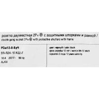 Розетка двойная встраиваемая IEK Brite РСш12-3-БрЧ с заземлением со шторками цвет черный