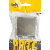Розетка встраиваемая IEK Brite РСбш10-3-БрС с заземлением с крышкой и шторками цвет сталь