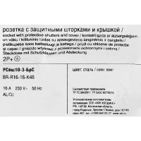 Розетка встраиваемая IEK Brite РСбш10-3-БрС с заземлением с крышкой и шторками цвет сталь