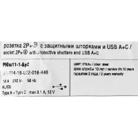 Розетка USB встраиваемая IEK Brite РЮш11-1-БрС с заземлением цвет сталь