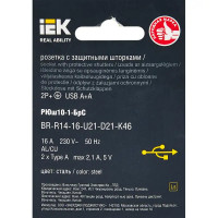 Розетка USB встраиваемая IEK Brite РЮш10-1-БрС с заземлением цвет сталь