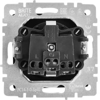 Розетка встраиваемая IEK Brite РС14-1-0-БрС с заземлением со шторками цвет сталь