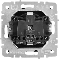 Розетка встраиваемая IEK Brite РС11-1-0-БрС с заземлением цвет сталь