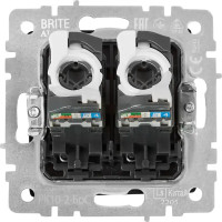 Компьютерная розетка двойная встраиваемая IEK Brite РК10-2-БрС RJ45 UTP cat 5e цвет сталь