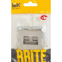 Компьютерная розетка двойная встраиваемая IEK Brite РК10-2-БрС RJ45 UTP cat 5e цвет сталь