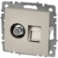 Розетка TV двойная встраиваемая IEK Brite РТВ/РК12-БрС RJ45 UTP cat 5e цвет сталь