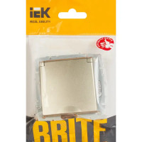 Розетка встраиваемая IEK Brite РСбш10-3-БрШ с заземлением с крышкой и шторками цвет шампань