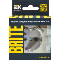 Розетка USB встраиваемая IEK Brite РЮш10-1-БрШ с заземлением цвет шампань