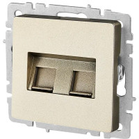 Компьютерная розетка двойная встраиваемая IEK Brite РК10-2-БрШ RJ45 UTP cat 5e цвет шампань