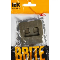 Компьютерная розетка двойная встраиваемая IEK Brite РК10-2-БрШ RJ45 UTP cat 5e цвет шампань