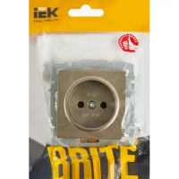 Розетка встраиваемая IEK Brite РС10-1-0-БрШ без заземления цвет шампань